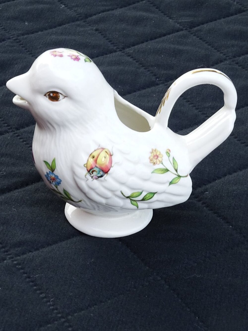 Peppertree Tabletops Bird Shaped Creamer Gold Accents Bees Flowers